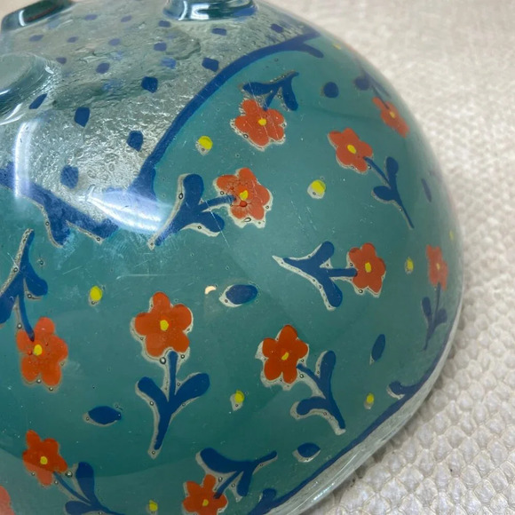Vintage Andreas Meyer Handblown Art Glass Bowl with Hand-Painted Floral Design - Picture 3 of 6